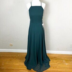 NEW Lulu's‎ Mythical Kind of Love Dark Green Square Neck Maxi Dress Size XS